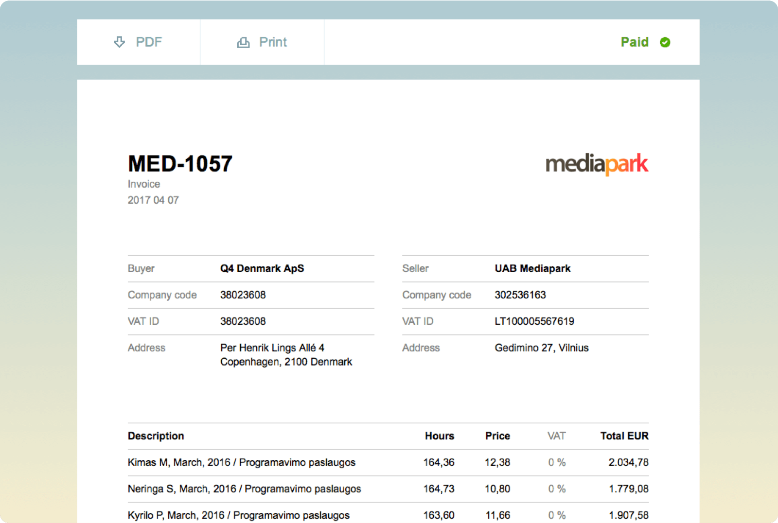 Invoices Timebase